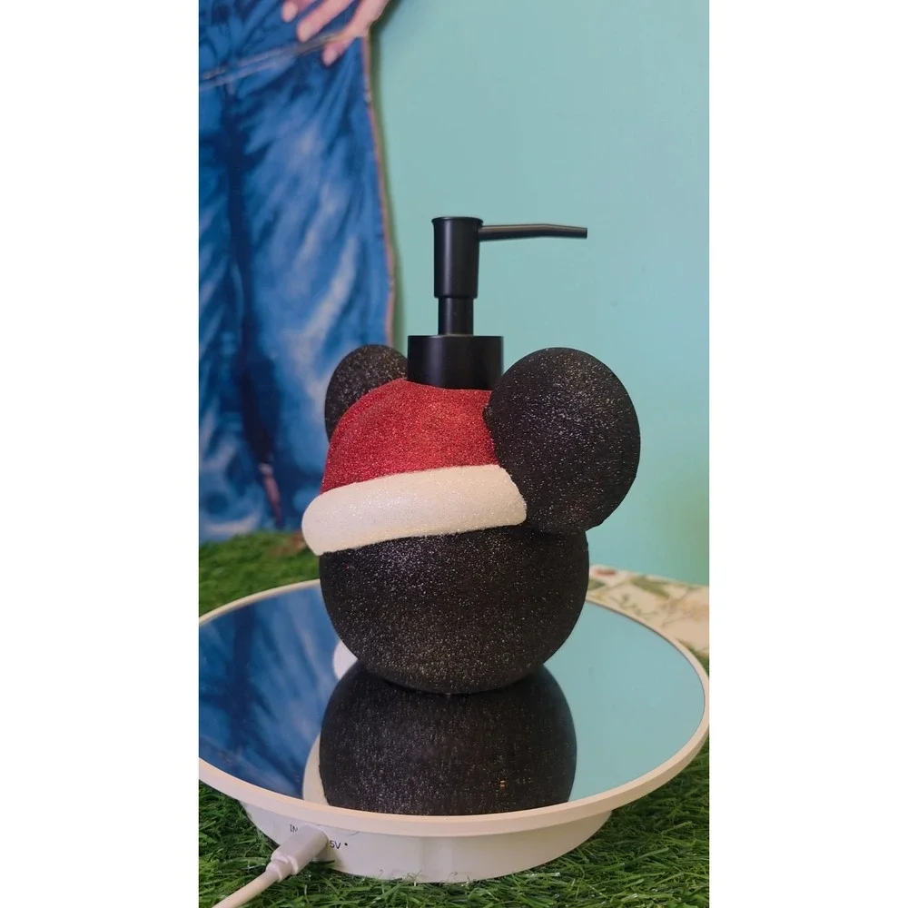 Disney Mickey Mouse Santa Hat Glitter 3D Soap Dispenser